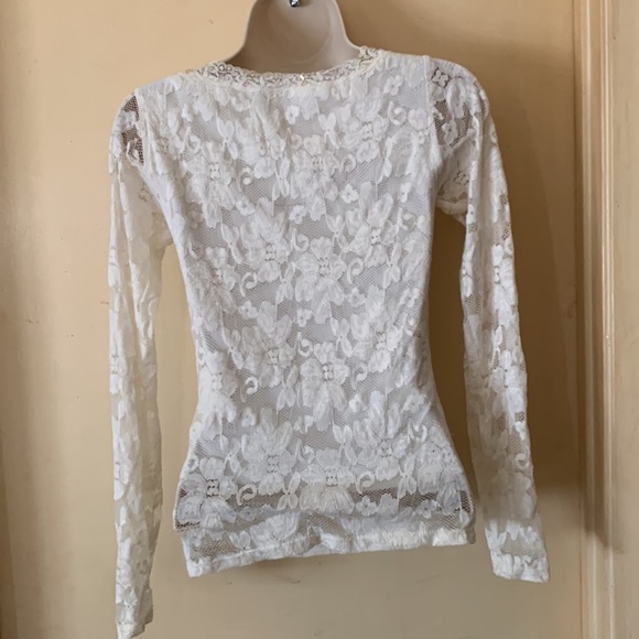 Cream lace long sleeve top size S - Picture 4 of 8